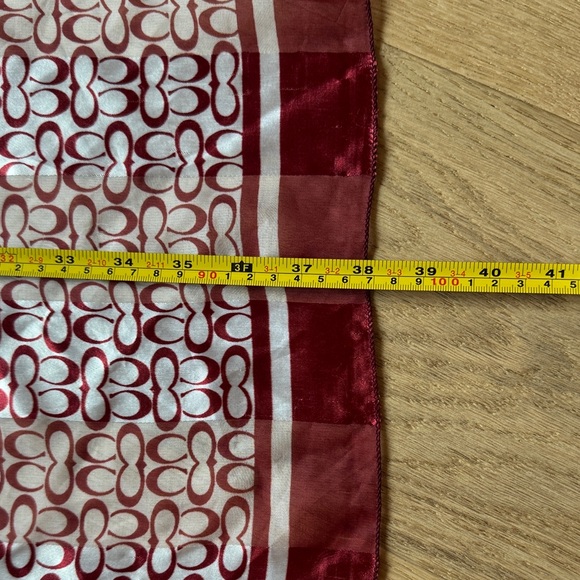 COACH Red and White Large Signature Scarf - Picture 3 of 5